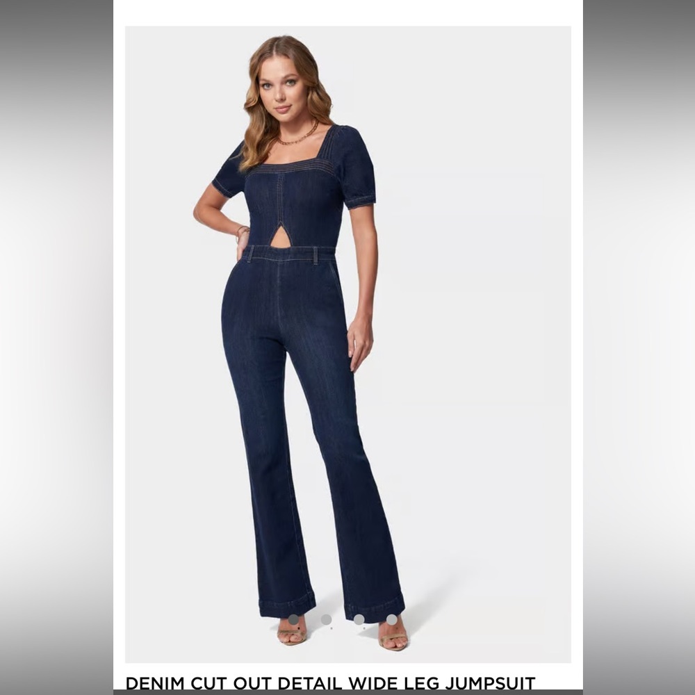 Brand new Bebe denim wide leg jumpsuit size 8